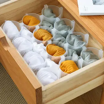

6 grids Drawer divider Plastic Drawer Dividers DIY Plastic Drawer Organizer for Cosmetic Underwear Socks Organizer #4O