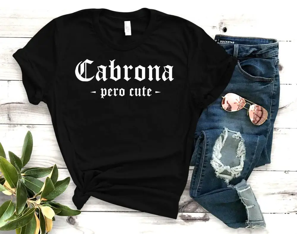 Черный Cabrona Pero Latina/женская футболка с принтом, смешные изделия из хлопка, футболка, подарок для леди Юн, топ, футболка, Прямая поставка, S-920 - Цвет: Черный