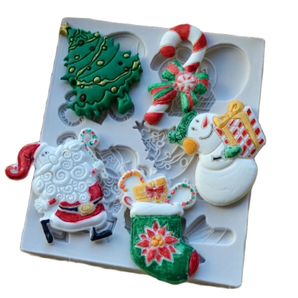 3D Xmas Christmas Tree Snowman Silicone Fondant Cake Chocolate Mould Baking Mold 