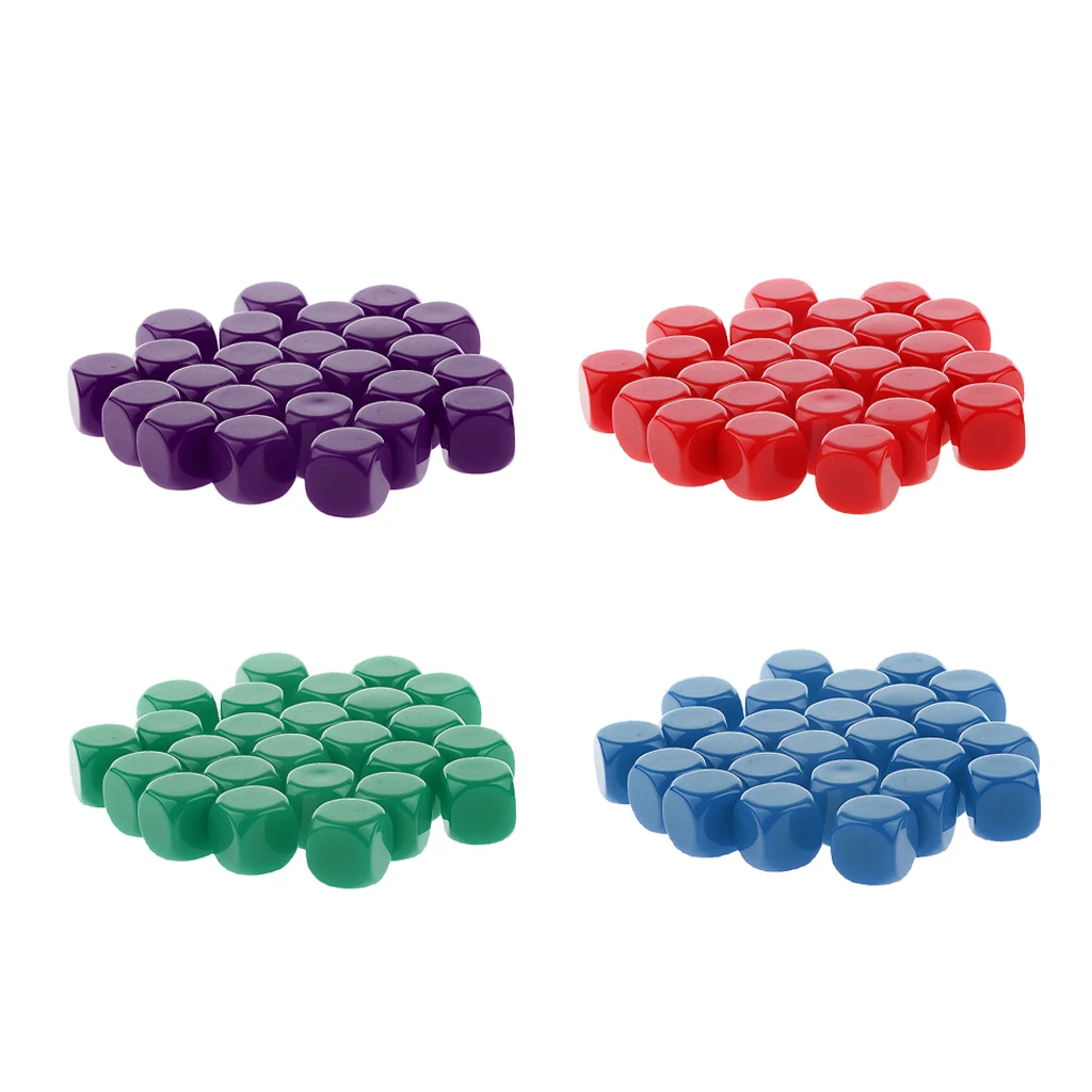 4X 25pcs Blank Six Sided D6 Dice D&D RPG Counting Cubes Board Game Favours