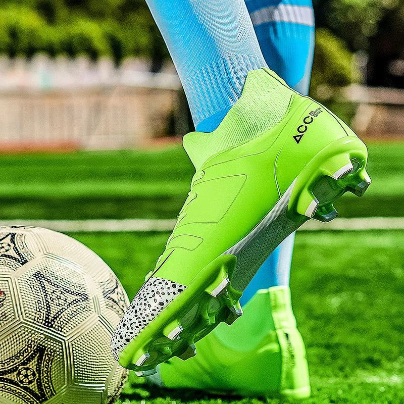 Мужские футбольные бутсы Бутсы длинные шипы TF лодыжки высокие кроссовки Мягкий