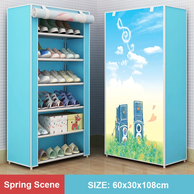 Multilayer Shoe Cabinet Vertical Space Saving Nonwoven Shoes Shelf Organizer Simple Combination Stand Holder Entryway Shoe Rack Velcro 7N