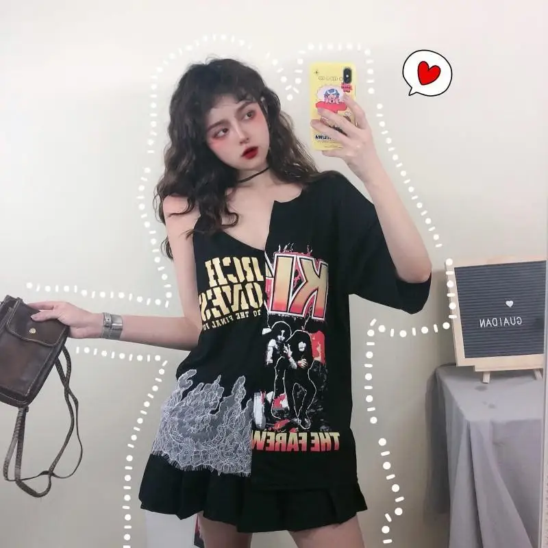 NiceMix прелестные женские корейский стиль лоскутные футболка s Harajuku стильная