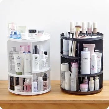 

Storage Box 360 Degree Rotating Cosmetic Box Desktop Rack Skin Care Product Storage Rack Round Plastic Cosmetic Storage Box