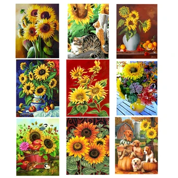 

Passion Sunflowers DIY Canvas oil Painting On Wall painting by number for Modern Home Decor paint by numbers for adults children