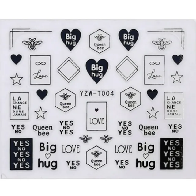 Nail Stickers for Manicure Nail Sticker Sliders For Nails Decal Self-adhesive Nails Figures Transfer Black DIY Accessories YZW-T004 balck