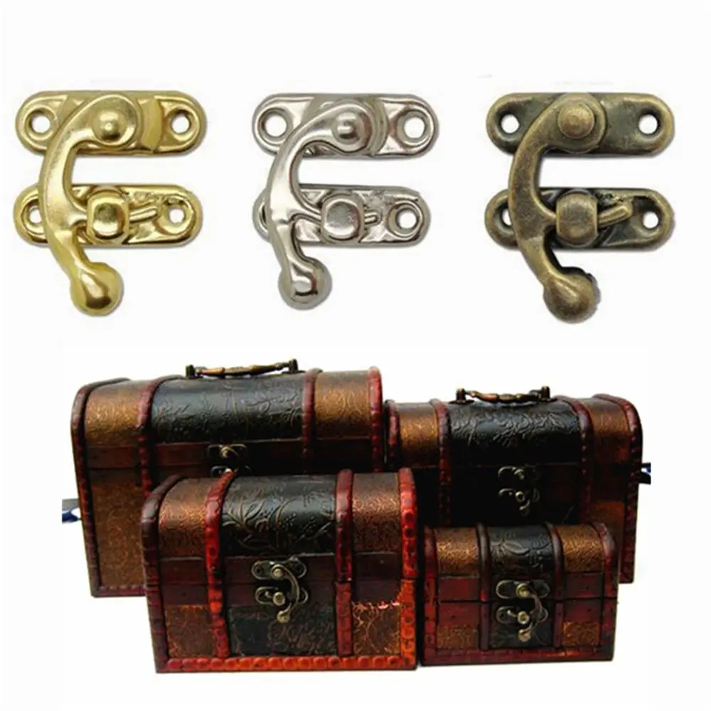 

Hot Sale Small Antique 2x Large Bronze Horn Lock Clasp Hook Swing Hook Clasp Buckle Hasp For Mini Jewelry Box Furniture Hardware