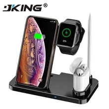 JKING для Apple Watch зарядное устройство 4 в 1 зарядная док-станция для IPhone XR XS iWatch 4 3 2 samsung S10 S9 10 Вт Беспроводная QI подставка