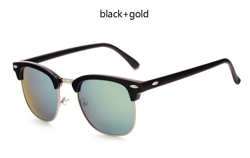 BlackGoldGold RBRARE, полуметаллические солнцезащитные очки для мужчин и женщин, брендовые дизайнерские очки, отражающие зеркальные солнцезащитные очки, модные классические солнцезащитные очки - Цвет линз: BlackGoldGold