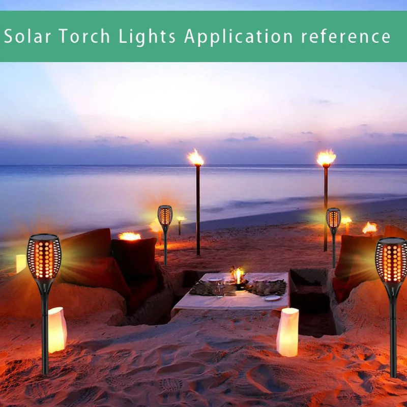 Flame Lights Solar Powered IP65 Garden Pathways Waterproof Outdoor Light Induction Lawn Light Torch Lamp 1900K Lighting Fixture