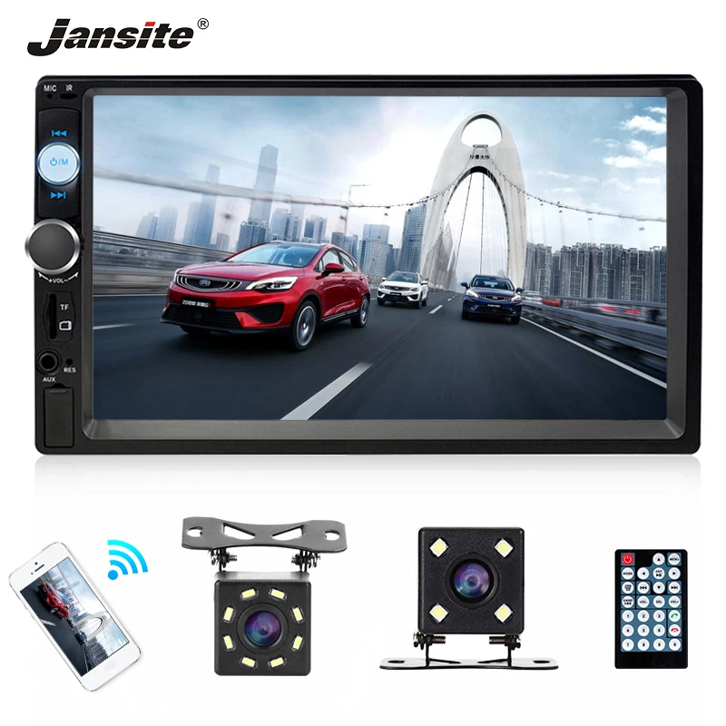Jansite 2 din 7 &quotFHD MP5 плеер мультимедийный телефон ссылка 4 Led/8 Led задняя камера