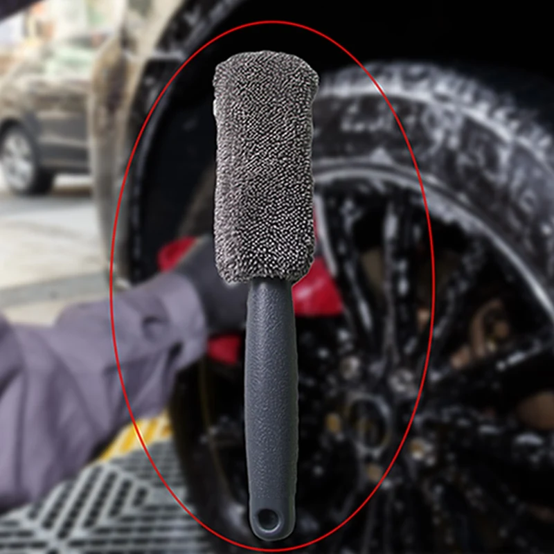 Auto Car Cleaning Universal Portable Microfiber Wheel Tire Rim Brush For Car With Plastic Handle Washing Cleaner Car accessories