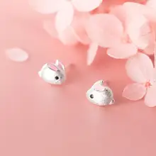 Hfarich Новое поступление корейские милые маленькие серьги-гвоздики с объемным кроликом милые серебряные серьги в стиле пирсинга Kolczyki Прямая поставка