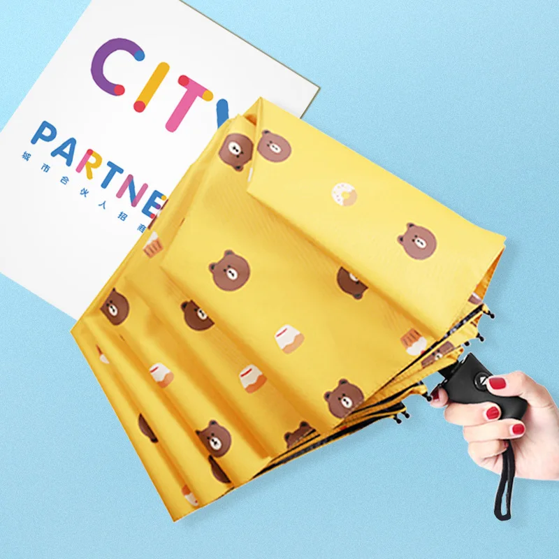 

Umbrella Fully Automatic Parasol cartoon san Parasol Mini Parasol Foldable Black Umbrella Customizable Advertising Umbrella