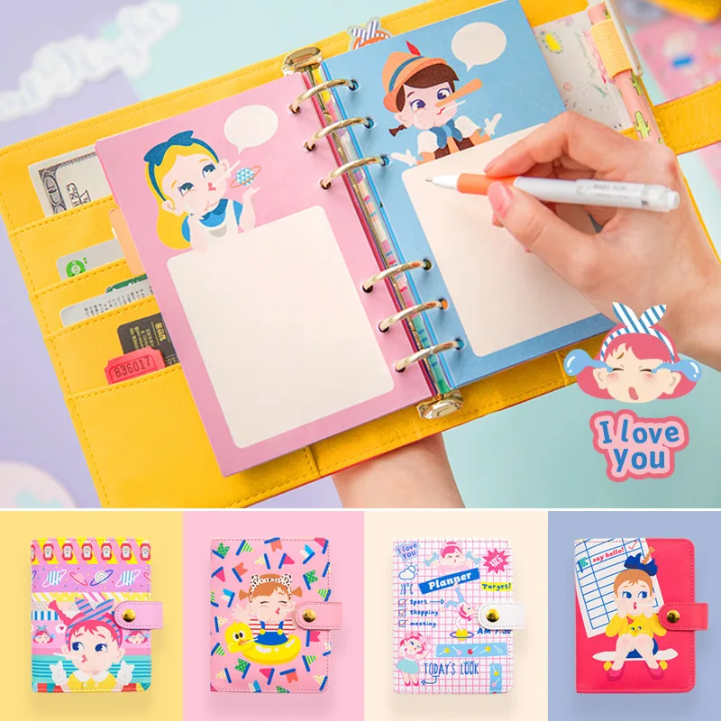 A6 Kawaii мультяшная Обложка с отрывным листом блокнот из искусственной кожи спираль