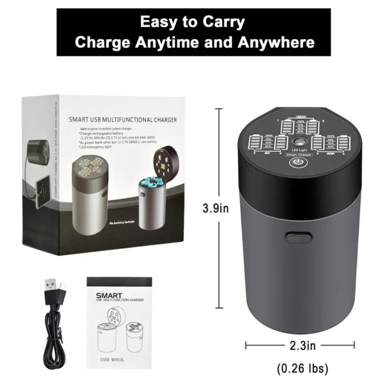 6 портов Смарт USB зарядное устройство для перезаряжаемые AA AAA 18650 литиевая батарея