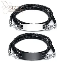 SIZZZ европейский и американский стиль тренд искусственная кожа+ нержавеющая сталь трехслойный браслет и браслеты для мужчин