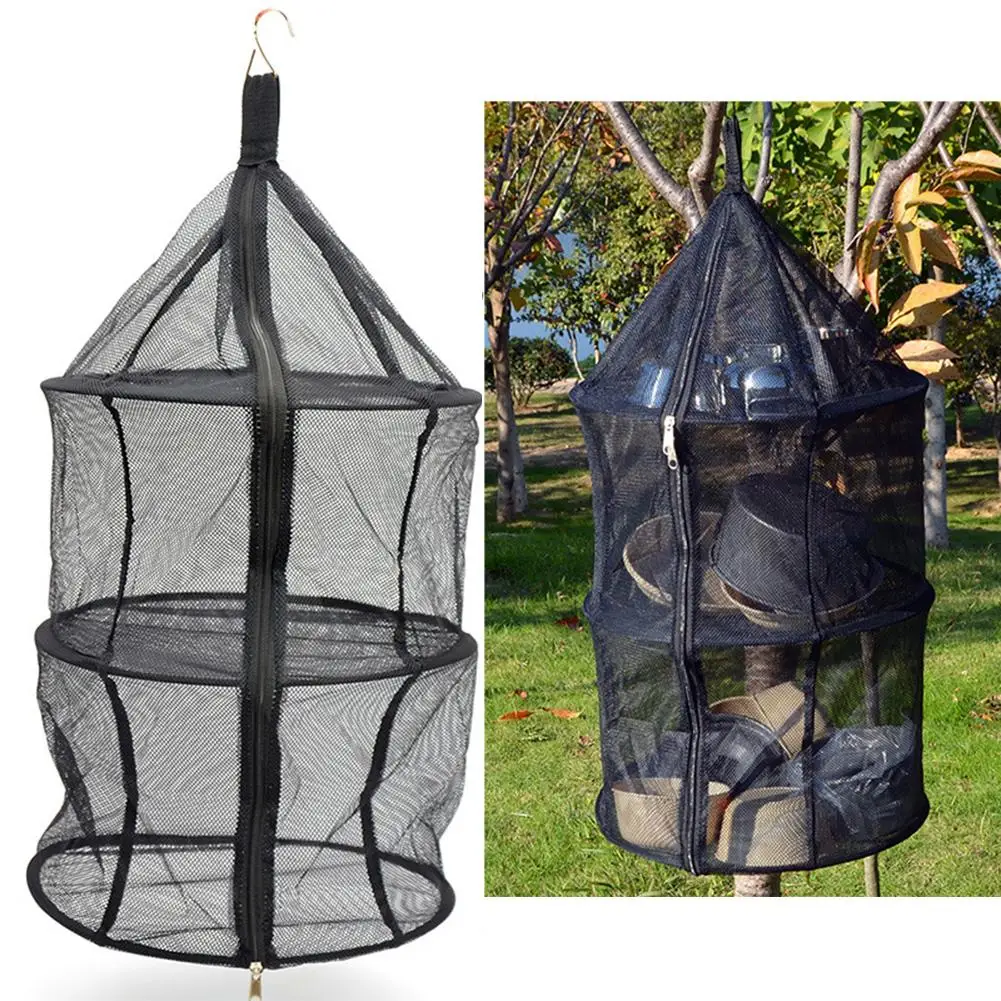 3 Layers Fish Net Flake Drying Fishing Net Rack Folding Mesh Hanging