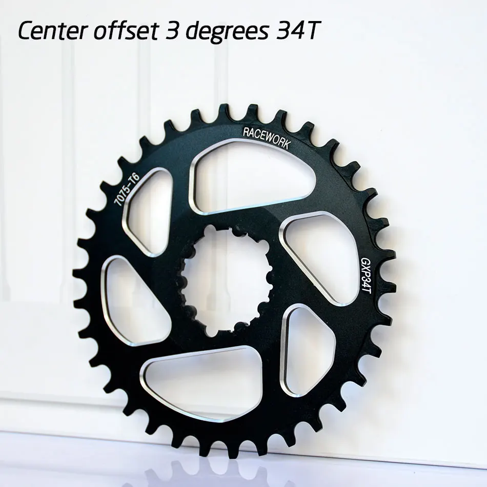 Freies deliv RACEWORK Fahrrad Kettenblatt 32 34 36 38t Engen Breite Fahrrad Kettenblatt Pelz GXP XX1 XO CNC AL7075 kurbelFahrrad - Цвет: 3 degrees 34T