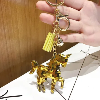 

New Creative Unicorn Shiny Keychain Korea Love Flower Car Key Pendant Bag Pendant Jewelry Car Pendant Gift