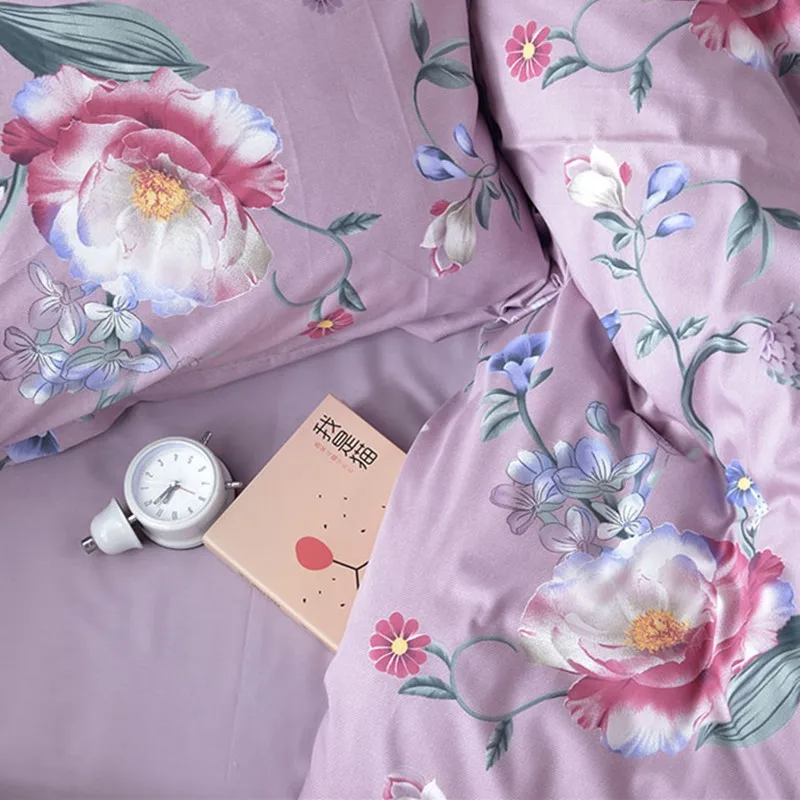 Пол метра хлопок ткань для простыни кровать мешок покрывало постельное белье материал фиолетовый с элегантным цветочным принтом T1138