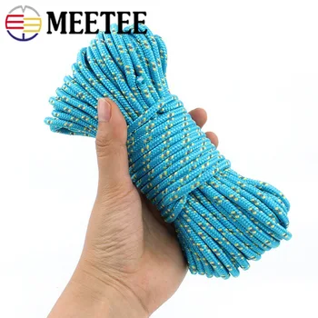 

Meetee 1pc=20meters 5mm Bold Reflective Cords Outdoor Tent Fixing Rope DIY Clothesline Ground Nail Windproof Drawstring Fitting