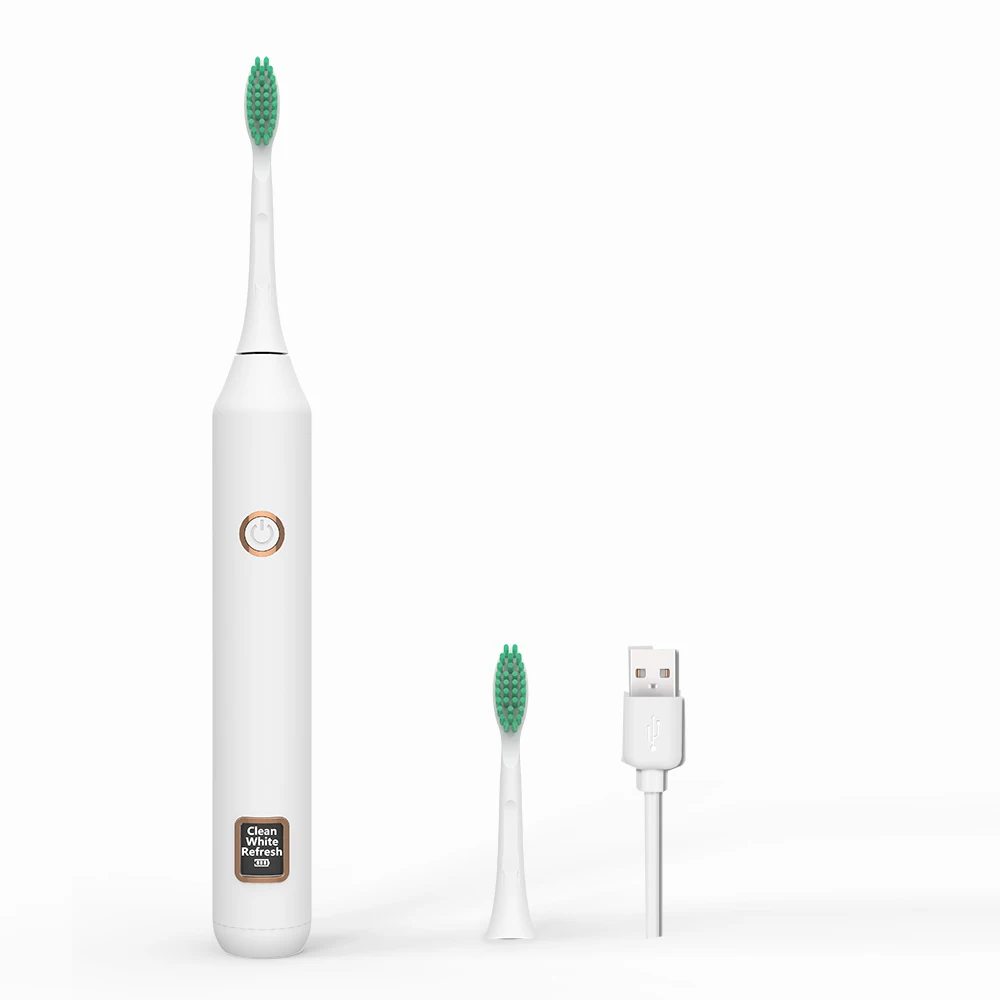 3 Mode Sonic Electric Toothbrush Intelligent LCD USB Rechargeable Waterproo Ultrasonic Automatic Tooth Brush Head Teeth Cleaning - Цвет: White with 2 heads