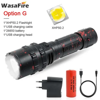 

Waterproof 1800LM XHP50 Portable Led Lanterna Rechargeable 5 Modes Tactical Flashlight Self Defence Torch for Hunting Exploring