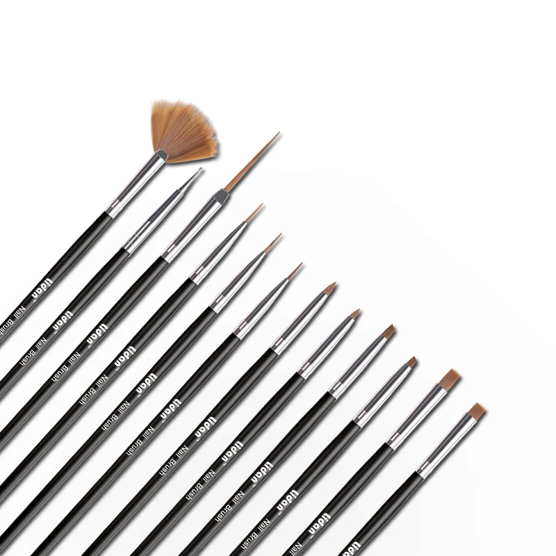 

10Pcs/Set Nail Art Brush Liner Dotting Fan Design Flat Crystal Painting Drawing Carving Pen UV Gel For Nail Polish Dust Tool
