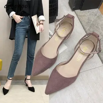 

2020 Spring New Style Buckle Strap French Girl High Heels With Wild Fashion Black Pink Retro Rome Single Shoes Women