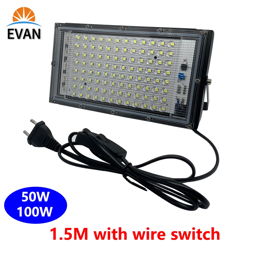 20w led floodlight 50W 100W LED Floodlight with EU Plug 220V outdoor Spotlight IP65 Waterproof Street Wall Lamp Landscape Garden Square Floodlights security lights