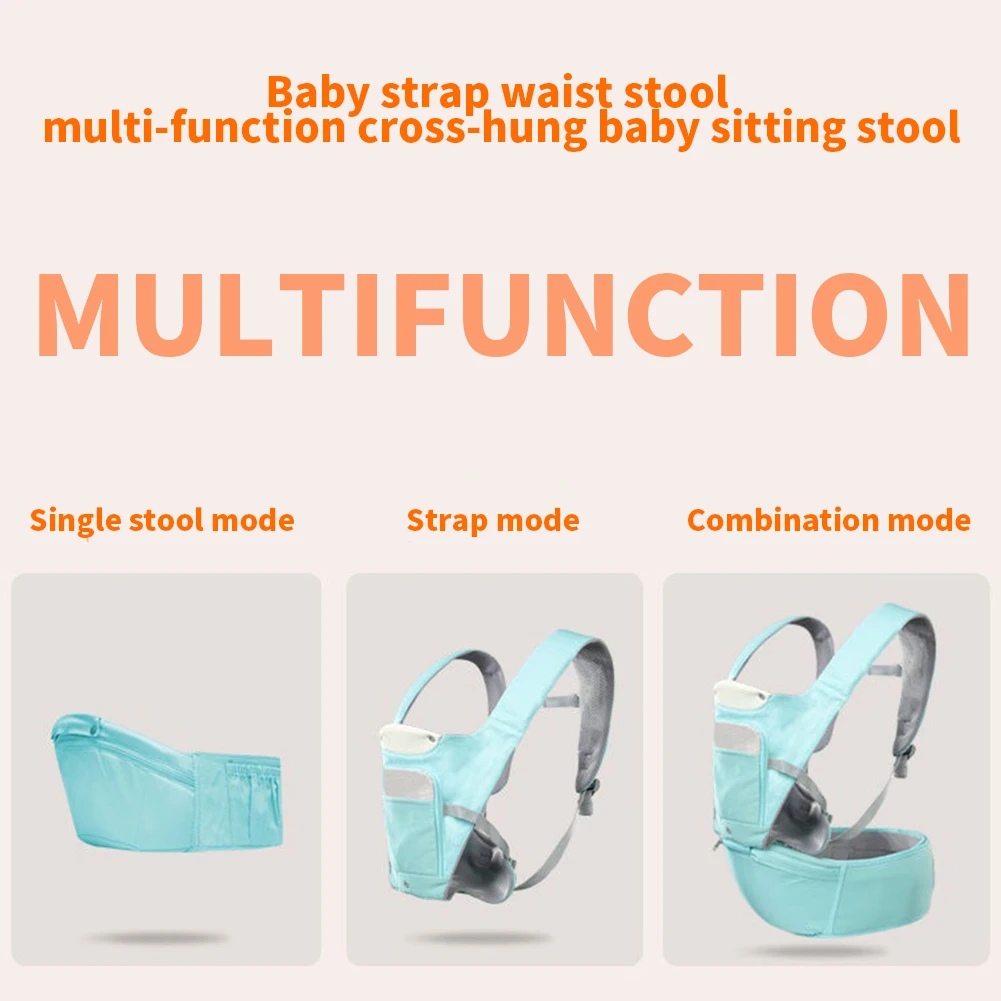 Breathable Multifunctional Waist Stool Outdoor Shoulders Strap Adjustable Padded All Season Baby Carrier Front Holding Backpack