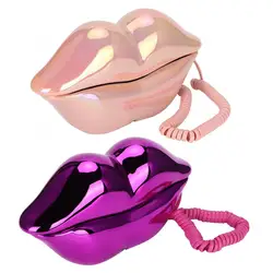 Téléphone filaire en forme de lèvres, décoration de maison, bureau, design pop, bouche, fixe, objet coloré, rose et violet, couleur galvanisé, facultatif, WX 3016 
