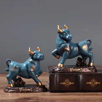 

Cattle Statue Ox Home Decor Living Room Bull Sculpture Wine TV Cabinet Ornament Crafts Abstract Animal Figurine