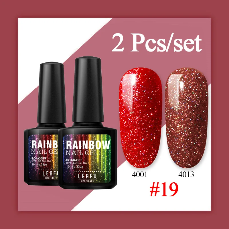 2PCS SET 19 Modelones Алмазный Блестящий светодиодный Гель-лак для ногтей Soak Off Nail Art Hybrid УФ Гель-лак для ногтей долговечный Полупостоянный неоновый лак - Цвет: 2PCS SET 19