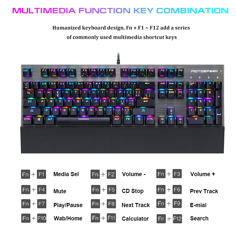 Teclas com Fio Teclado a Laser com o Resto da Mão para Computador Motovelocidade Gaming Teclado Mecânico 104 Rgb Backlit Portátil Computador Gamer Ck108 - Imagem 5