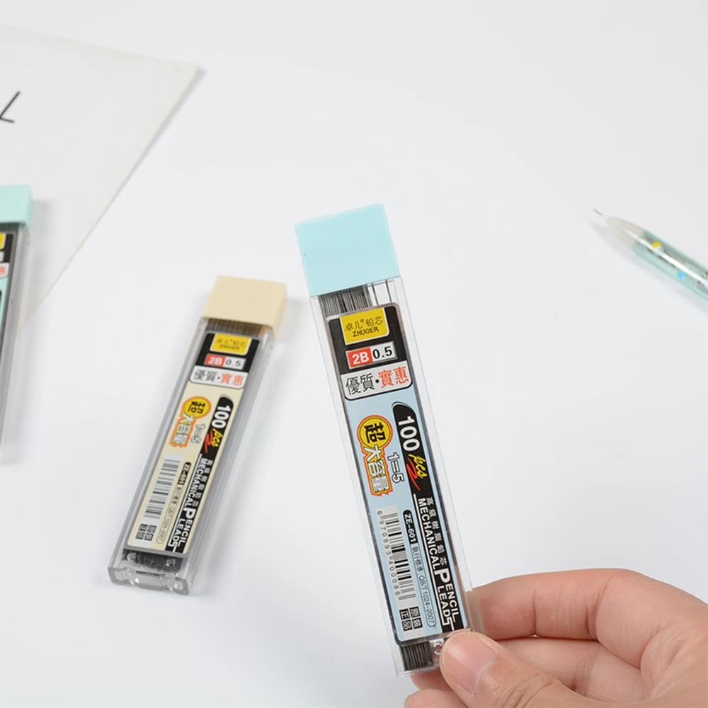 100 шт./кор. 0,5/0,7 мм графитовый привести 2B механический со стирающимися чернилами Гладкий Карандаш заменить графитный карандаш Заправка для рисования канцелярские принадлежности