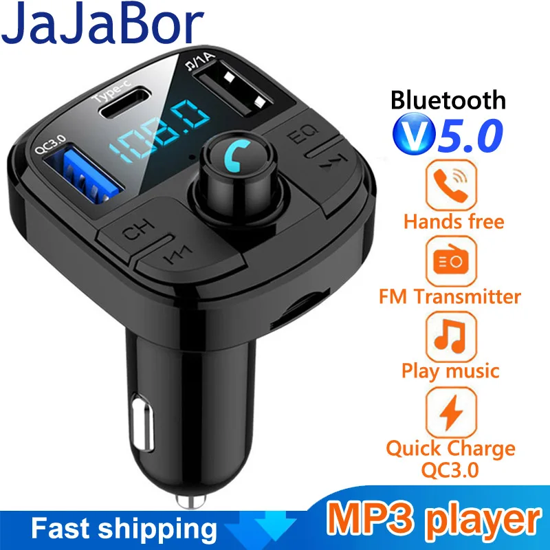 JaJaBor Bluetooth Car Kit Handsfree Wireless FM Transmitter Car MP3