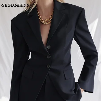 

Elegant blazer women 2020 jacket long sleeve single breasted blazer notched solid suit women basic long coat ladies streetwear
