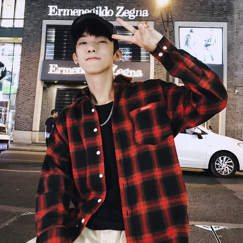 

New Autumn Plaid Shirt Casual Slim Fit Men Shirt Long Sleeve High Quality Men's Social Shirt Dress Shirts