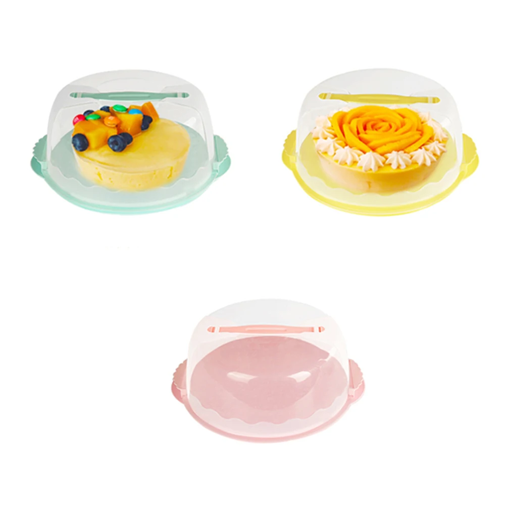 

2020 Utility Plastic Round Cake Box Carrier Handle Pastry Storage Holder Dessert Container Cover Case Party Cake Accessories