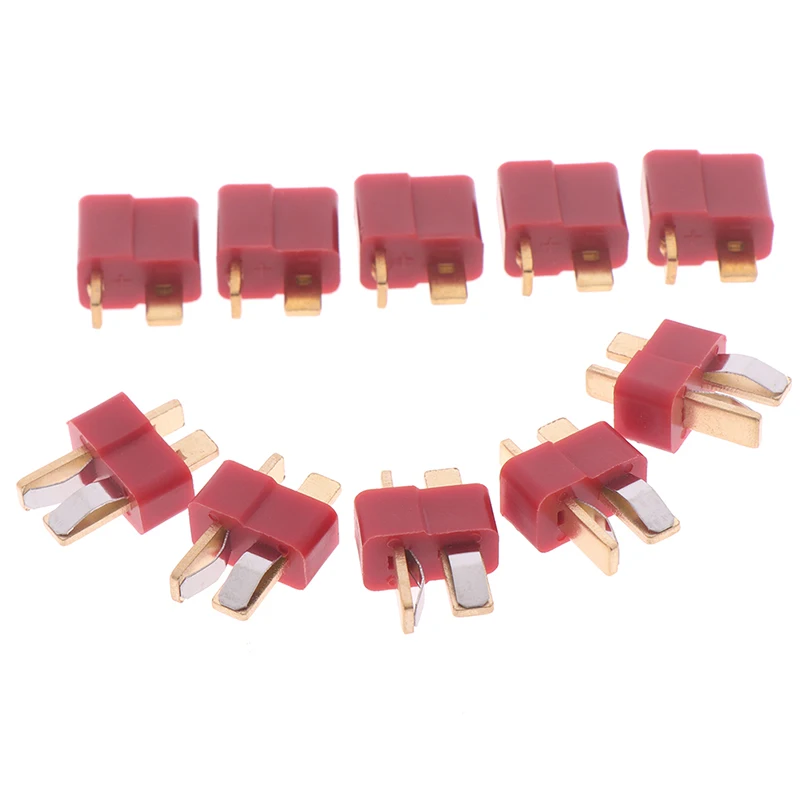 10Pcs T Plug Jack Connectors Male + Female Deans Connector T For RC LiPo Battery Helicopter Terminals Connectors Kit Hot!