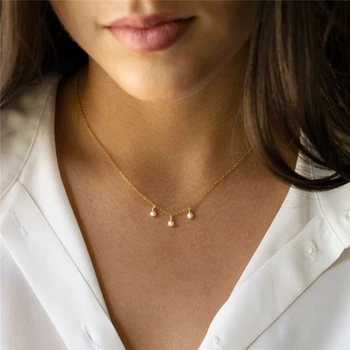 

Natural Pearl Necklace Gold Filled/925 Silver Choker Handmade Pendants Boho Collier Femme Kolye Jewelry Boho Women Necklace