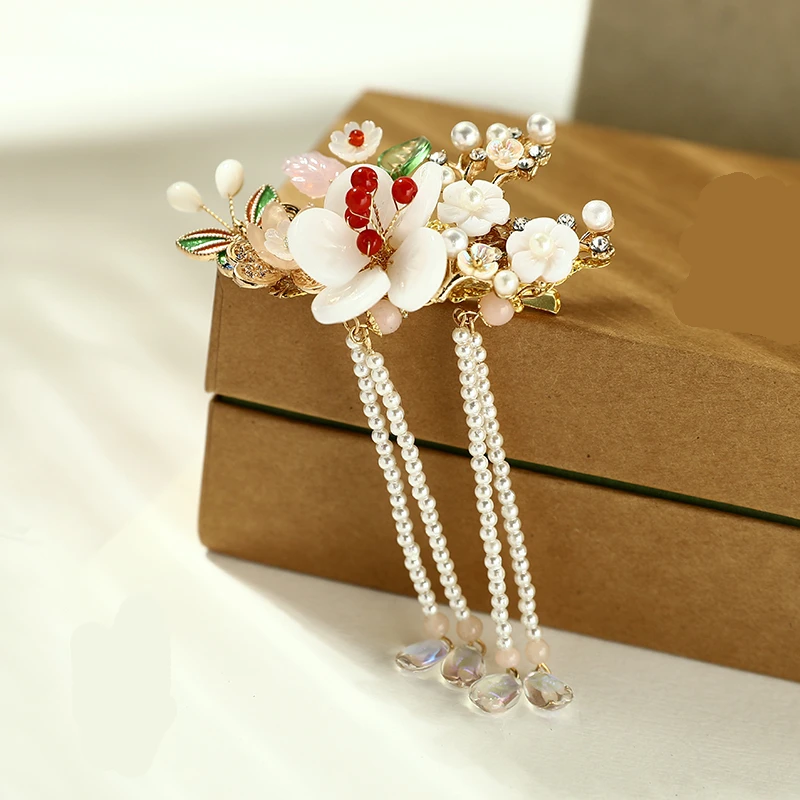 Ретро косплей реквизит Конч кисточка Kanzashi шаг встряхнуть аксессуары для волос заколка для волос ручной работы Ювелирный декор для женщин и девушек