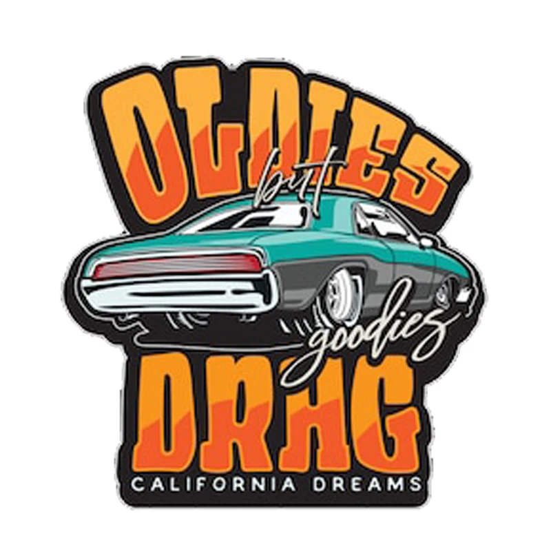 

drag racing custom car oldies drhg lout goodies california deeams sticker decal