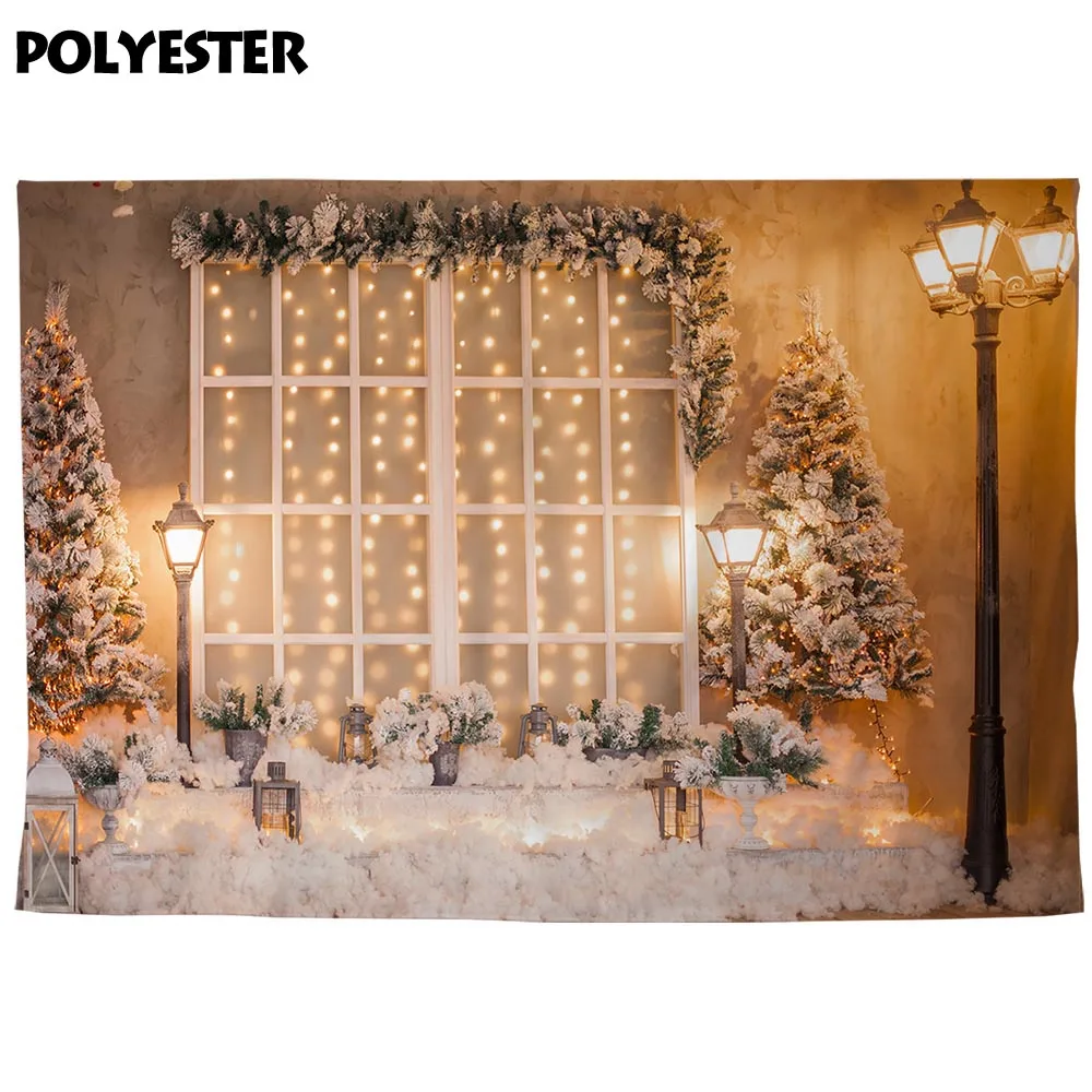 Allenjoy photophone background Christmas tree window night glitter street light photography backdrop photo studio photocall