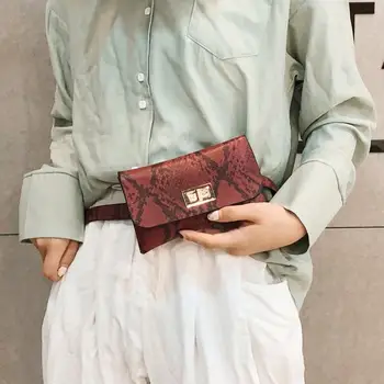 

Fashion Snake Print Small Waist Fanny Belt Packs Women Shoulder Messenger Handbags PU Crossbody Chest Bags Phone Money Pouch
