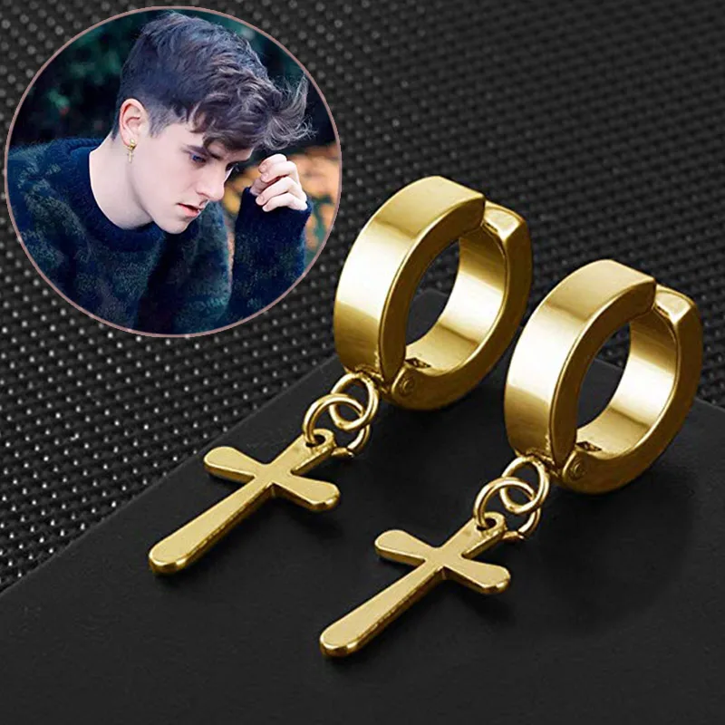 

Men Women Fashion Cross Pendant Dangle Earrings Punk Rock Style Cartilage Drop Earrings Earbob Jewelry Accessories