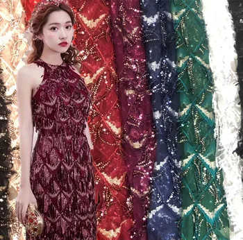 

Pink sequined cloth 3+5mm sequined fringed pendant diamond sequin embroidered lace fabric for clothing bag fabric