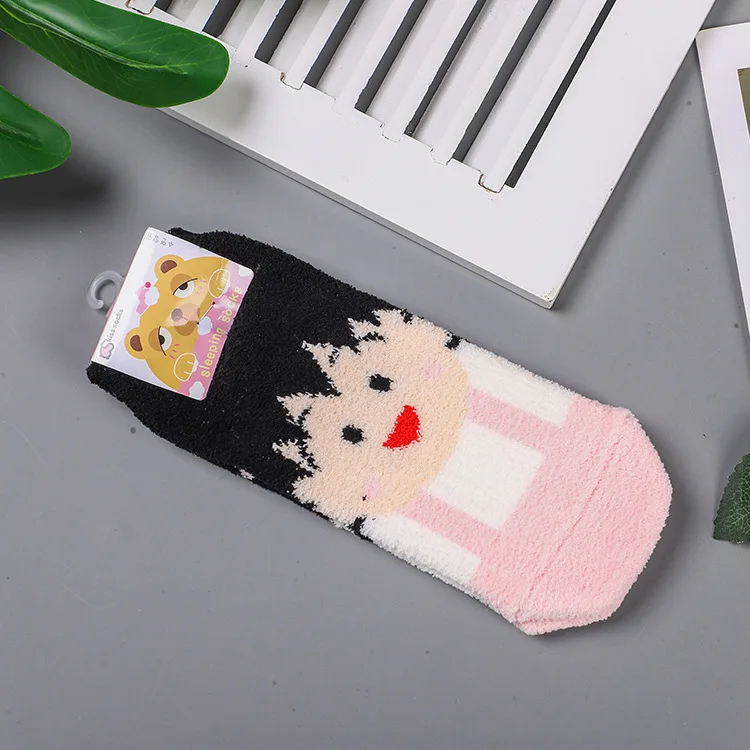 Chi Bi Maruko коралловый флис Crew Socks женские теплые Забавные милые Kawaii Art Happy Socks мультяшная уличная одежда с мотивами из аниме Модные Повседневные Удобные - Color: 9